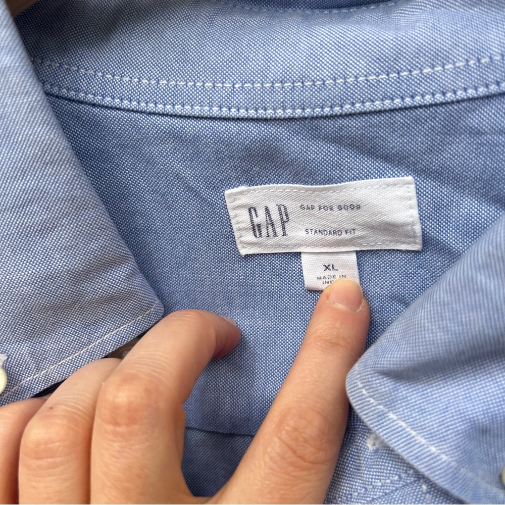 Gap Sky Blue Collared Button Down Dress Shirt - image 3